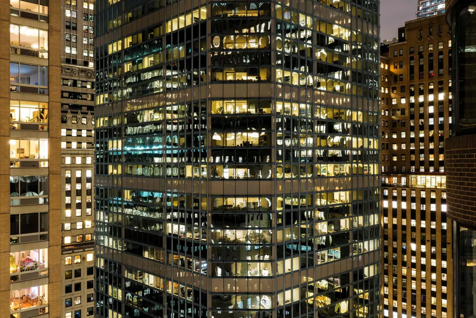Det amerikanske eiendomsmarkedet i storbyen, og spesielt kontorbygninger, har påført banker økte tap. Her fra Manhattan i New York City.