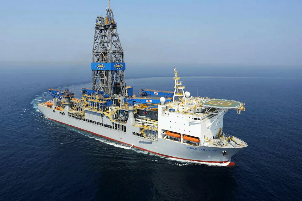 Drilling ahead off Suriname: the drillship Noble Sam Croft.