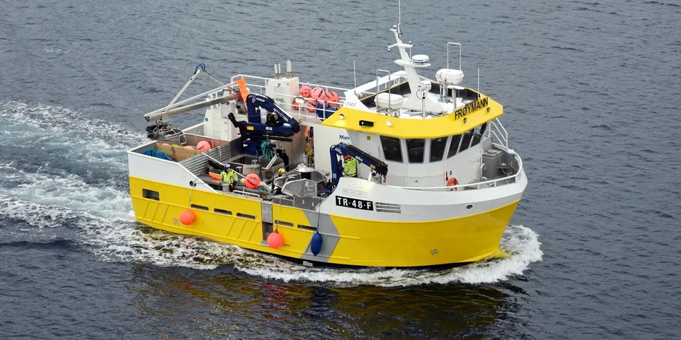 Femtenmetringen «Frøymann» fra Dyrvik i Trøndelag er en av båtene som har fisket torsk utenfor Vest-Finnmark på starten av året, med leveringer i Bergsfjorden og på Sørøya.