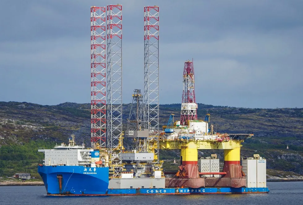 Exploration jobs: Oriental Discovery and Nanhai Jiu Hao arrive at the Russian port of Murmansk in June, ahead of their Kara Sea drilling contracts for Rosneft