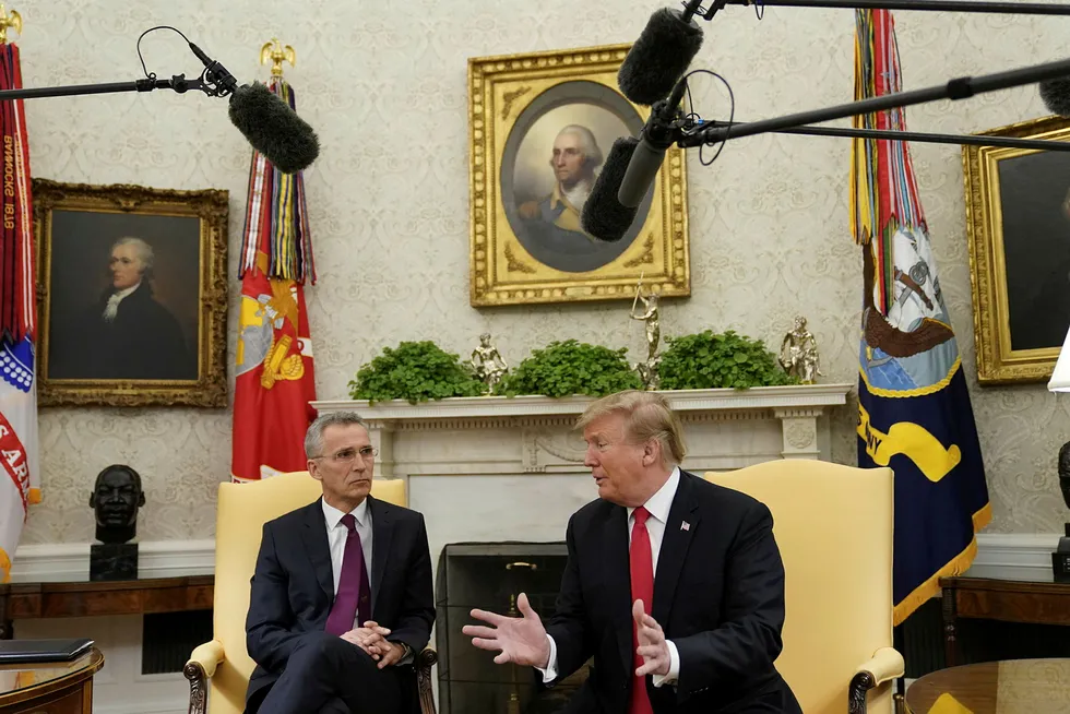 USAs president Donald Trump og Natos generalsekretær Jens Stoltenberg møttes i Det hvite hus tirsdag kveld.