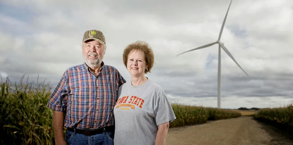 Landowners Ron and Becky Dreher, who lease land to the Eclipse wind farm in Adair, Iowa.