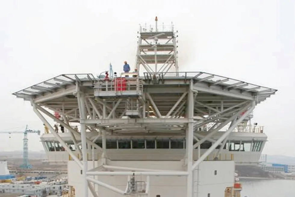 Berthed: Noble Drilling's drillship Globetrotter I at STX Dalian Offshore in 2011.