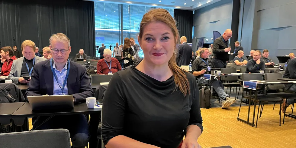Fersk fiskeristatsråd, Cecilie Myrseth, snakket onsdag for landsmøtet i Norges Fiskarlag.