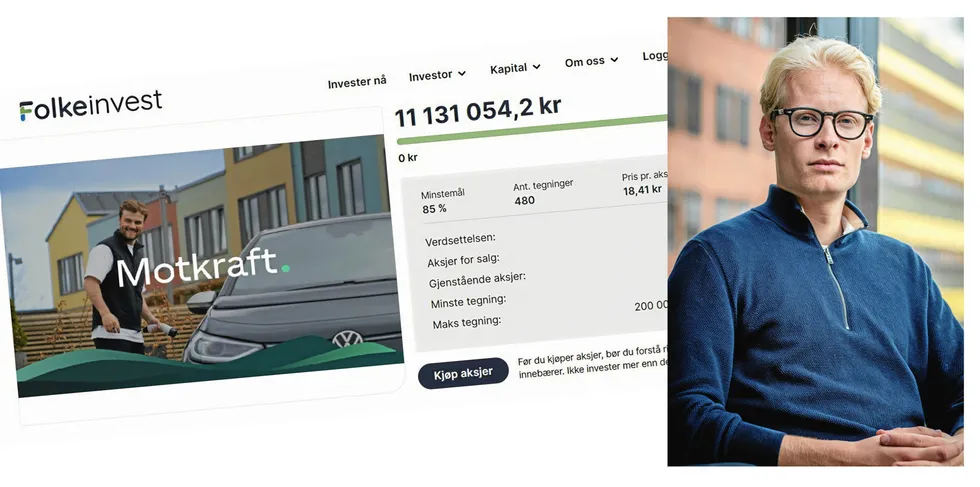 Motkraft nærmer seg minimumsmålet med å hente inn 13 millioner i frisk kapital. Selskapets toppsjef Bjørn Spieler innfelt.