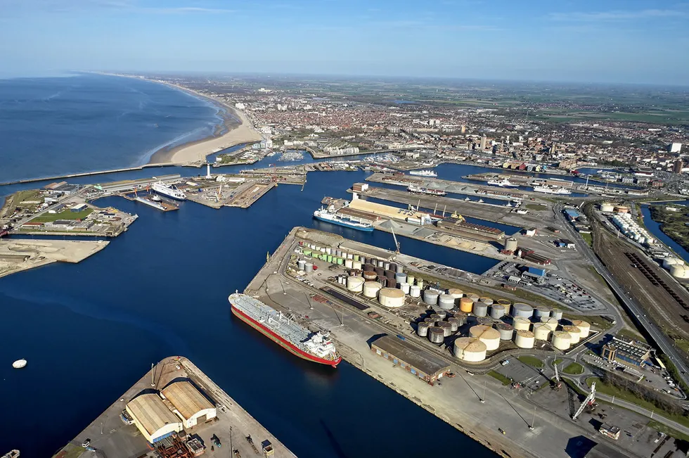 An aerial view of the Port of Dunkerque in the Hauts-de-France region.