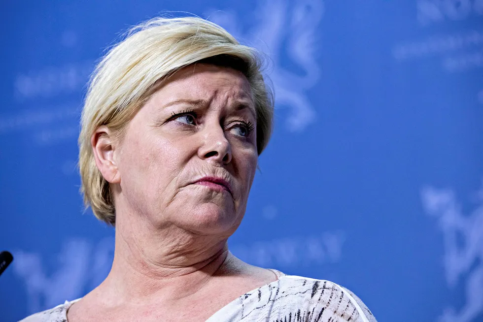 Pleased: Norway's Finance Minister Siv Jensen