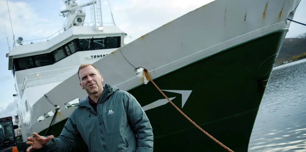 Tommy Torvanger blir konsernsjef i Norsk Sjømat. Her foran en av rederiets trålere.