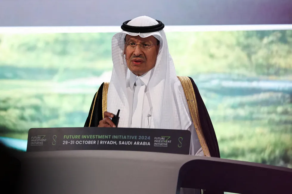 Saudi Arabia's Minister of Energy Prince Abdulaziz bin Salman Al Saud attends the Future Investment Initiative (FII) conference in Riyadh, Saudi Arabia on Tuesday, 29 October 2024.