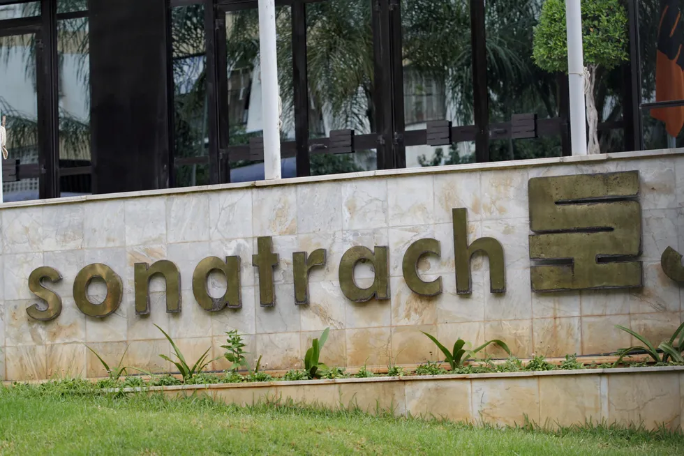 Discoveries: The logo of Algerian state energy company Sonatrach outside its headquarters in Algiers.
