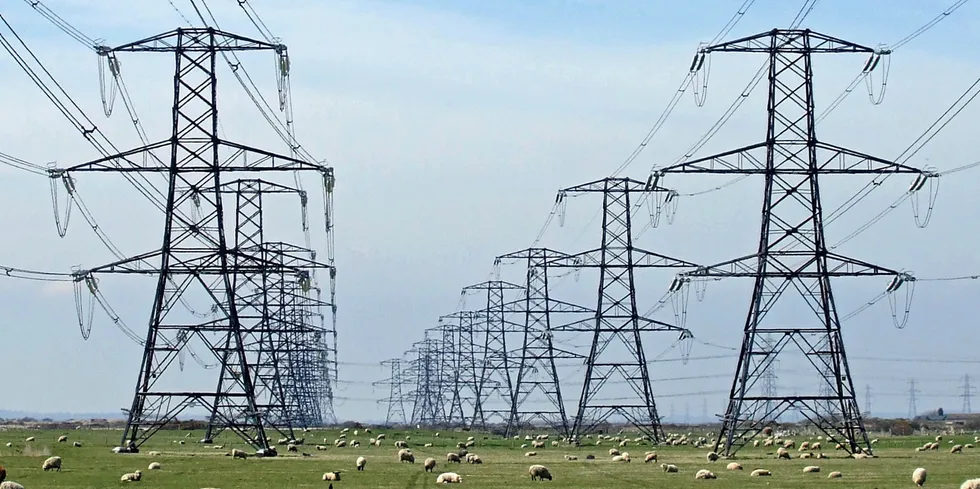 Pylons in the British county of Kent.