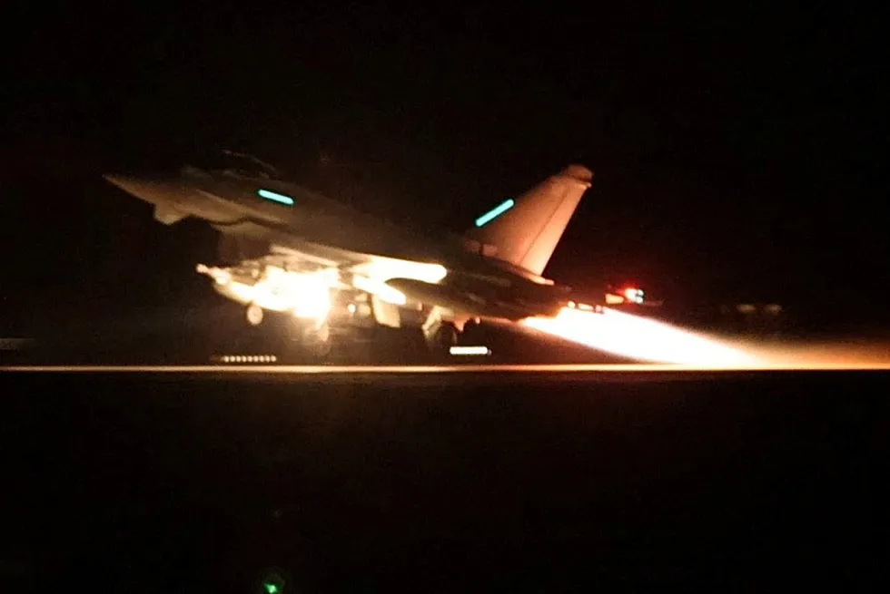Air strike escalation: A RAF Typhoon aircraft takes off to join the U.S.-led coalition from RAF Akrotiri to conduct air strikes against military targets in Yemen, aimed at the Iran-backed Houthi militia that has been targeting international shipping in the Red Sea.