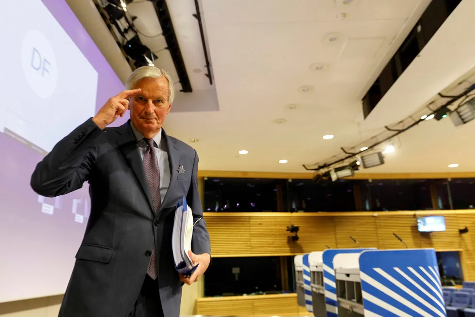 EUs sjefforhandler Michel Barnier var fredag ettermiddag frustrert over brexitforhandlingene.