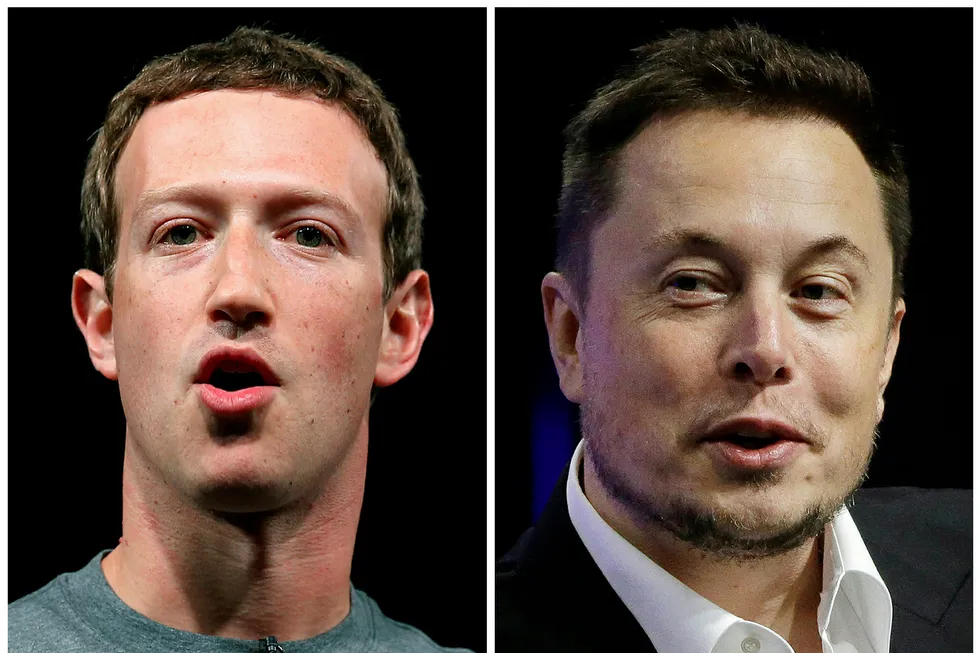 Mark Zuckerberg (til venstre) og Elon Musk er totalt uenige om det meste når det gjelder kunstig intelligens. Foto: Manu Fernandez/Stephan Savoia/AP Photo/NTB scanpix
