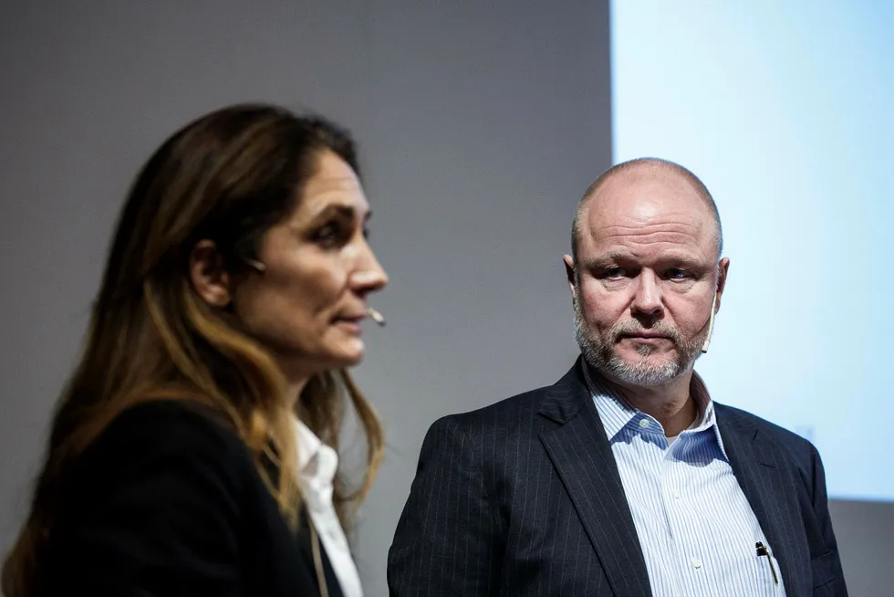 Daglig leder Tine Wollebekk og finansdirektør Pål Svenkerud i Bank Norwegian. Foto: Nicklas Knudsen