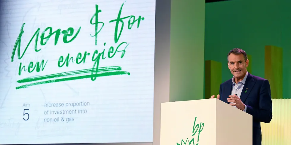 BP CEO Bernard Looney. Reports claim the supermajor is easing back on the renewables accelerator.
