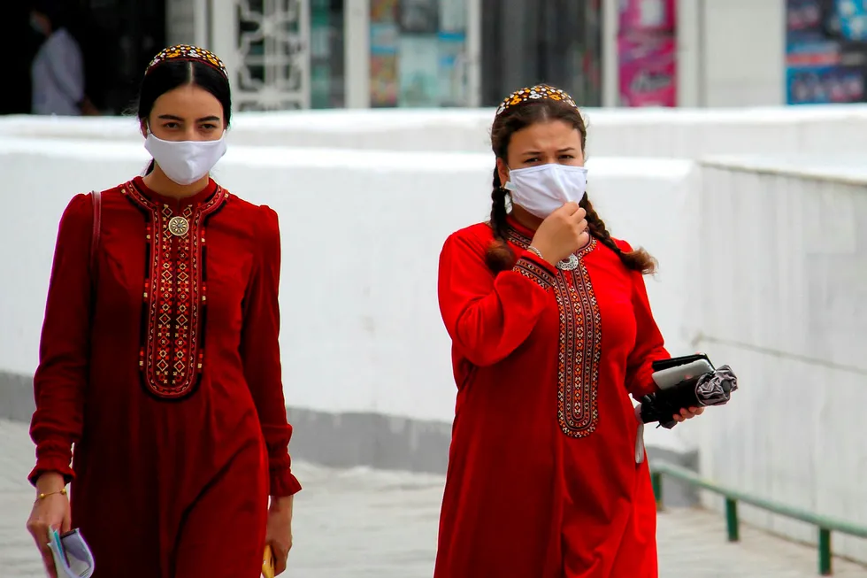 Covid-19 prevention: Turkmen women wear masks in nation's capital
