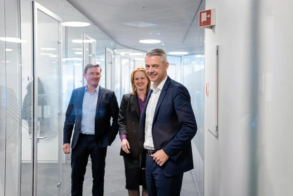 Norwegian acquisition: (from left) Sval Energi Halvor Engebretsen, vice president business development and commercial, chief of operations Ida Veland and chief executive Nikolai Lyngo