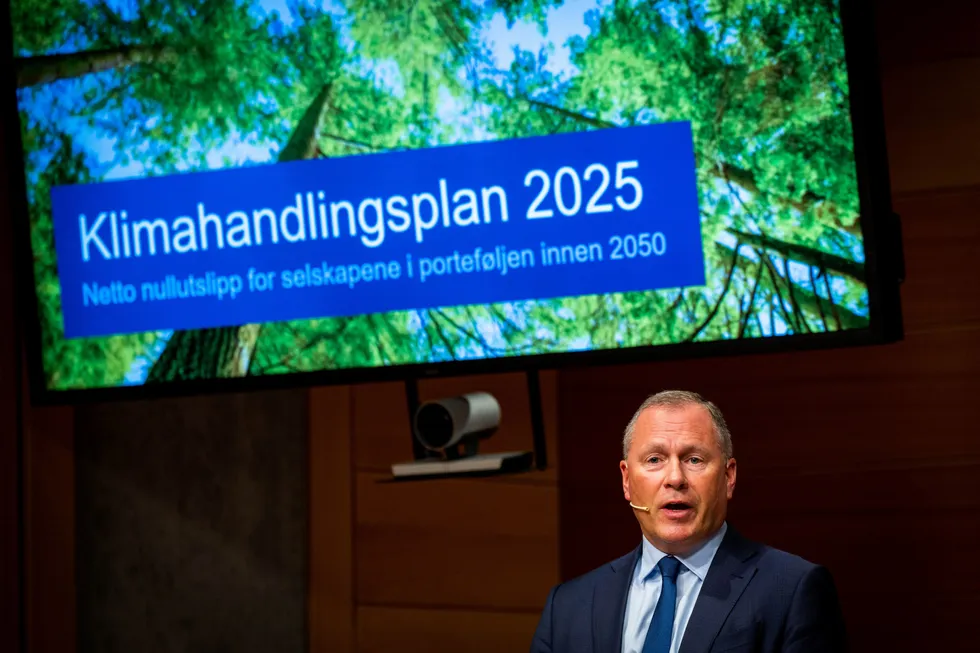 Oljefondssjef Nicolai Tangen legger frem en klimaplan.