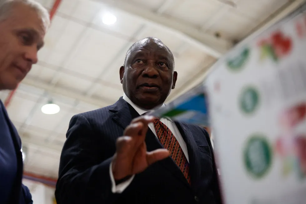 South Africa's President Cyril Ramaphosa on the election campaign trail in Durban.