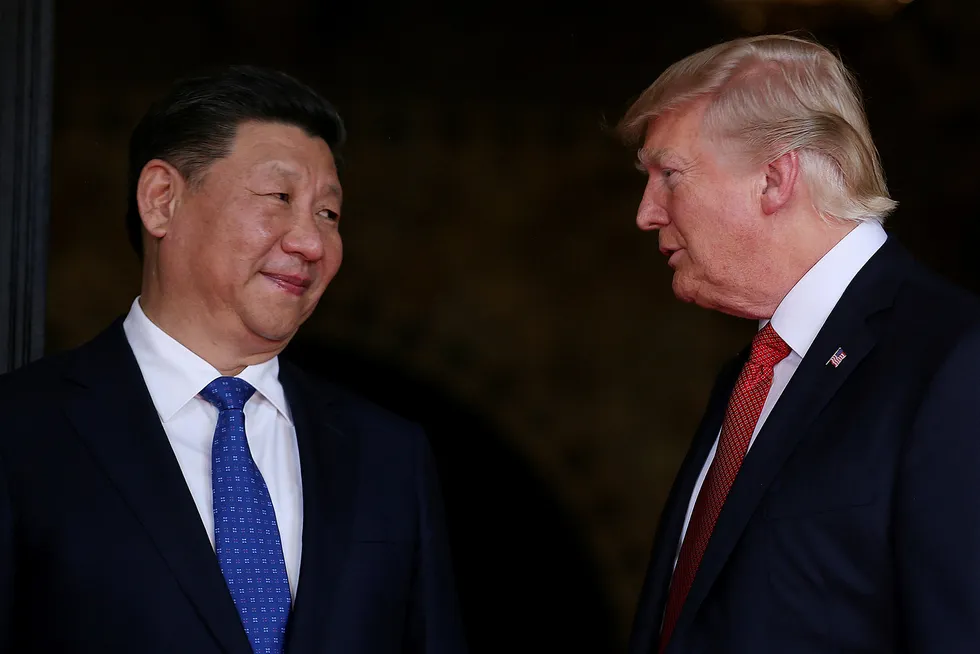 Ifølge USAs president Donald Trump ga han ordre om angrepet i Syria mens han spiste dessert med Kinas president Xi Jinping. REUTERS/Carlos Barria/File Photo Foto: CARLOS BARRIA/Reuters/NTB Scanpix.