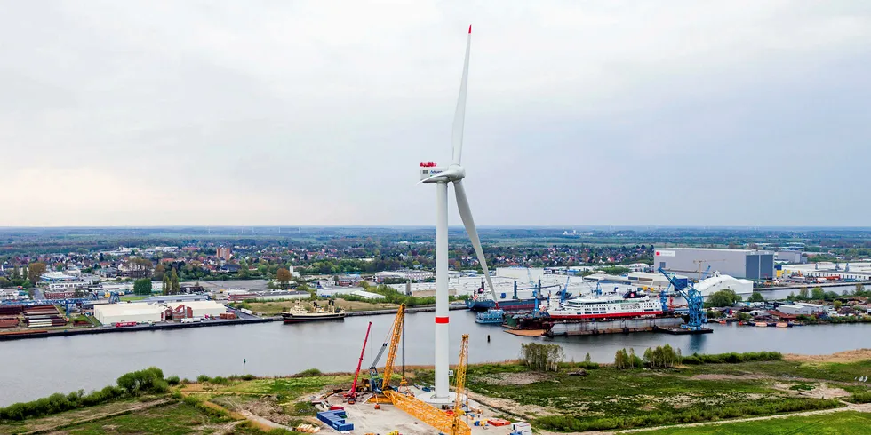 The Adwen AD8-180 offshore wind turbine prototype in Bremerhaven. Pic: Adwen