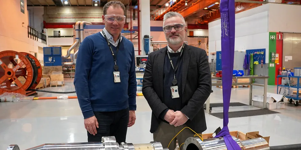 Aker Solutions SVP for Subsea Energy Transition Egil Birkemoe & SVP for Power & Automation Truls Normann (L)
