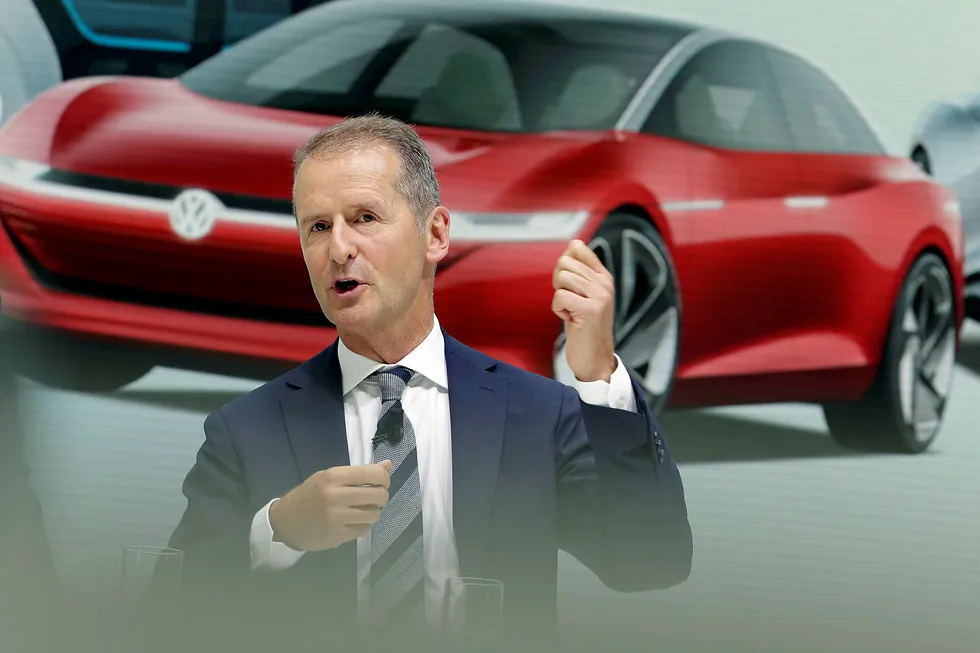Volkswagen-sjef Herbert Diess har stor tro på selskapets satsing på elbiler.