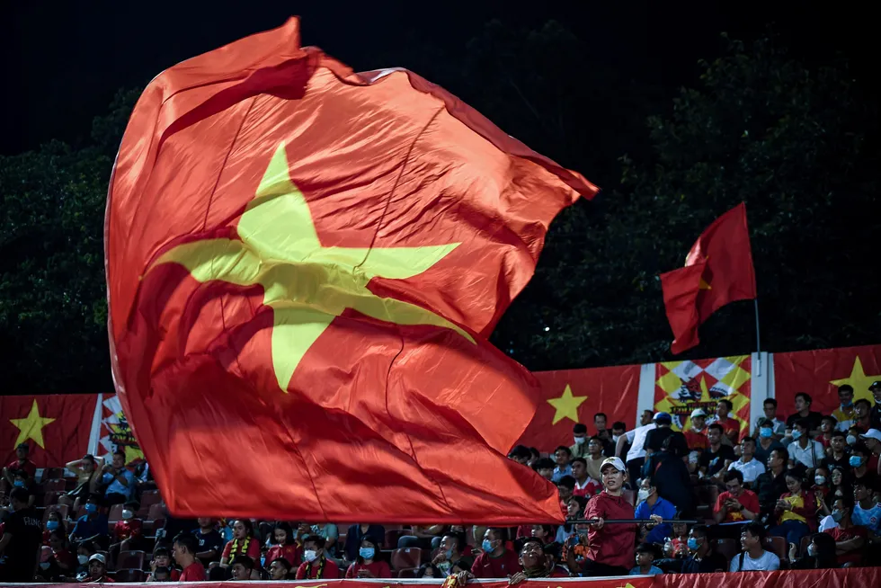 The Vietnam flag: waved at a football match in Ho Chi Minh City.