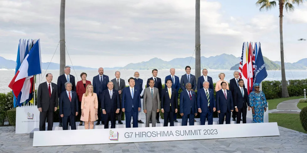 G7 and other leaders and officials at the summit in Japan.
