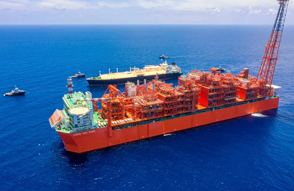 Setting the pace: Eni's Coral Sul liquefaction vessel offloads first cargo to an LNG carrier offshore Mozambique this week