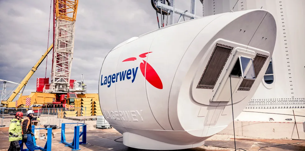A Lagerwey wind turbine nacelle.