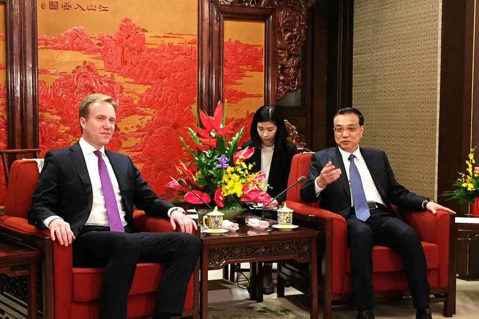 Kina-rådgiver Christian Heiberg ser store muligheter nå som utenriksminister Børge Brende og hans kinesiske kollega Wang Yi er blitt enige. Foto: Frode Overland Andersen/UD/NTB Scanpix