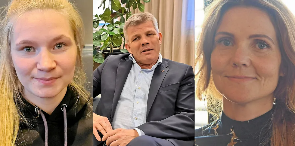 Susanne Mortensen (f.v.), Bjørnar Skjæran og Mariann Frantsen har alle sitt å si om Norges Fiskarlags landsstyres håndtering av saken om kvinnelig representasjon i organisasjonen.