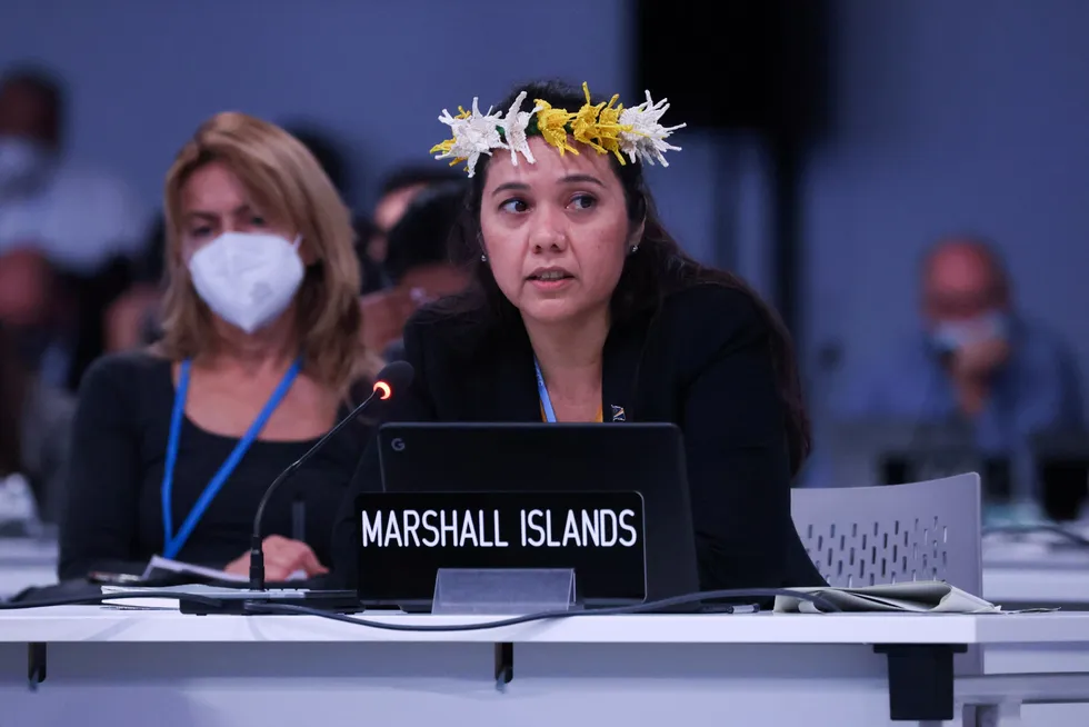 Plea: Climate Envoy of the Republic of the Marshall Islands, Tina Stege, looks on at the UN Climate Change Conference (COP26) in Glasgow