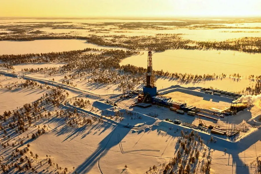 Fast forward: a drilling rig on the Alexandra Zhagrina oilfield that is being developed by Gazprom Neft in Russia close to three blocks, acquired by the company