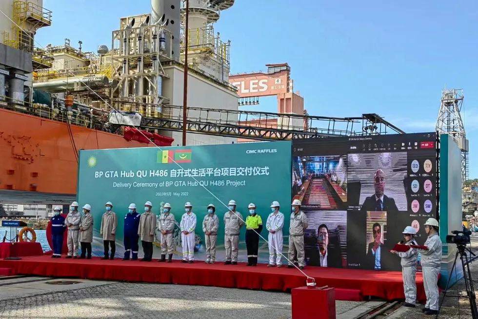 Delivered: BP's GTA living quarters and utilities platform will sail away from CIMC Raffles' yard in Yantai in days.