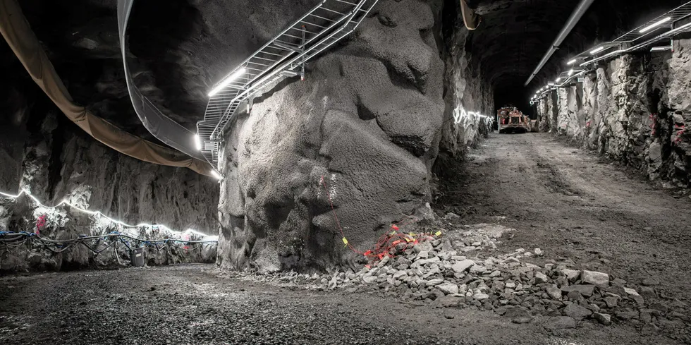 The 'storage tunnel' at the new hydrogen rock cavern facility in Luleå, northern Sweden.
