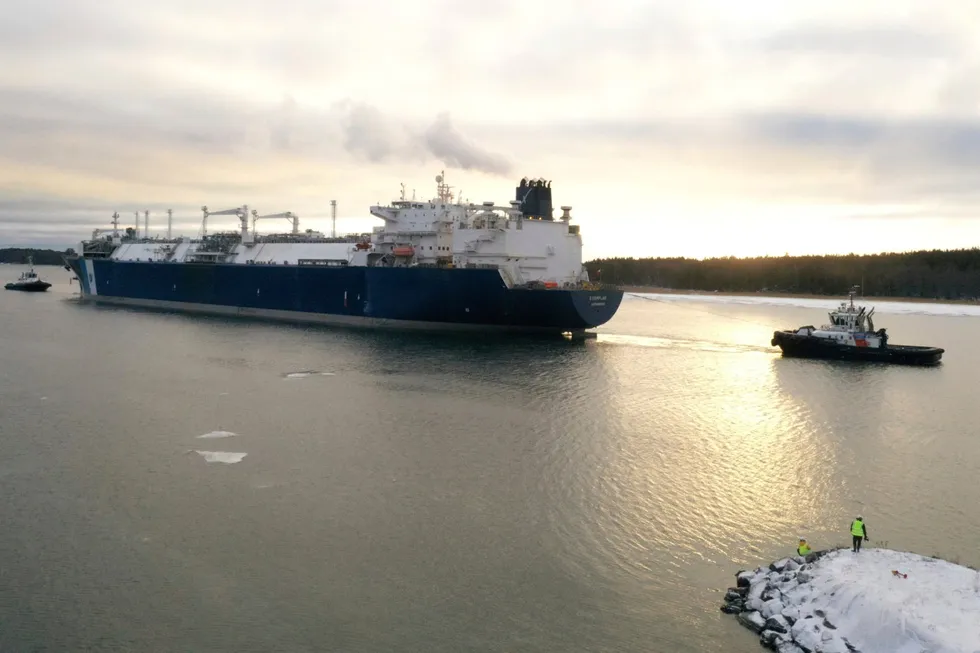 Bookings: The Exemplar FSRU, which will serve as floating liquefied natural gas terminal, arrived at the Baltic port of Inkoo in December.