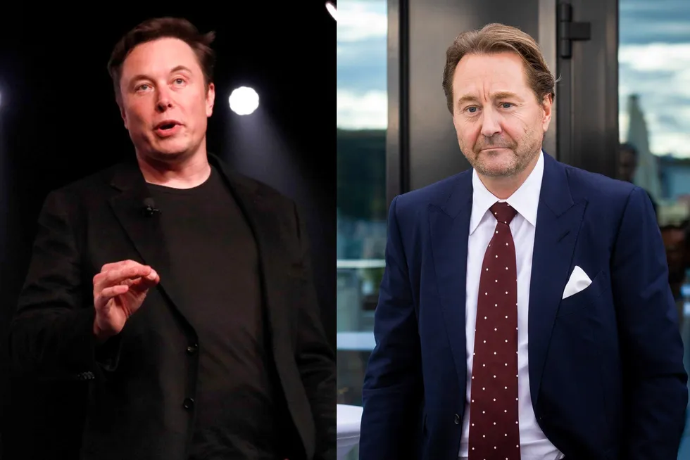 Elon Musk (f.v.) og Kjell Inge Røkke er milliardærkollegaer og bitcoin-investorer, men nå har en av dem mistet troen på teknologien som grønt lokomotiv.