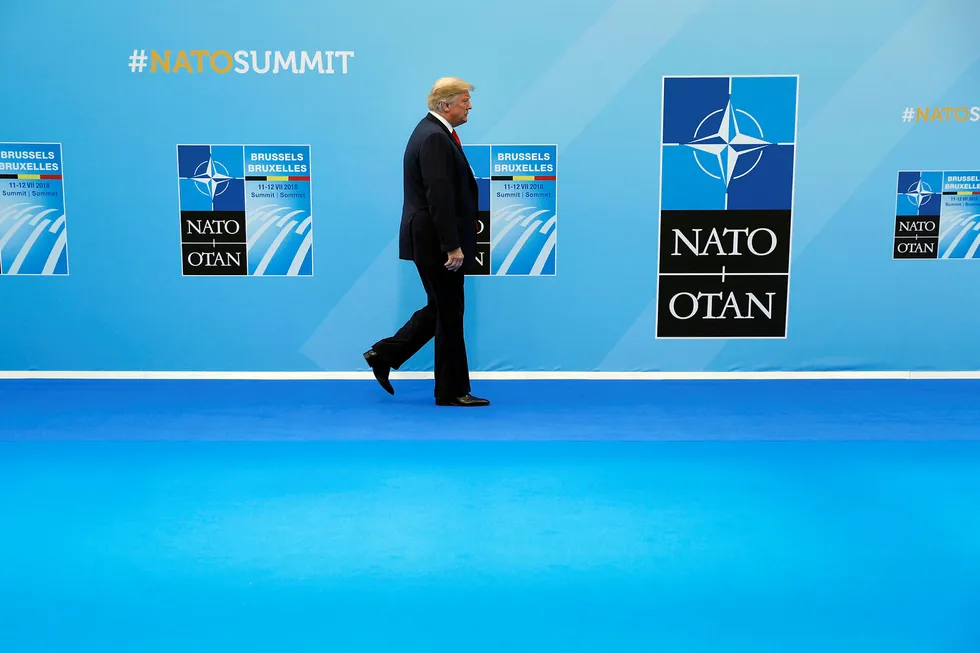 USAs president Donald Trump fotografert på Nato-toppmøtet i Brussel, Belgia. Foto: Pablo Martinez Monsivais/AP Photo