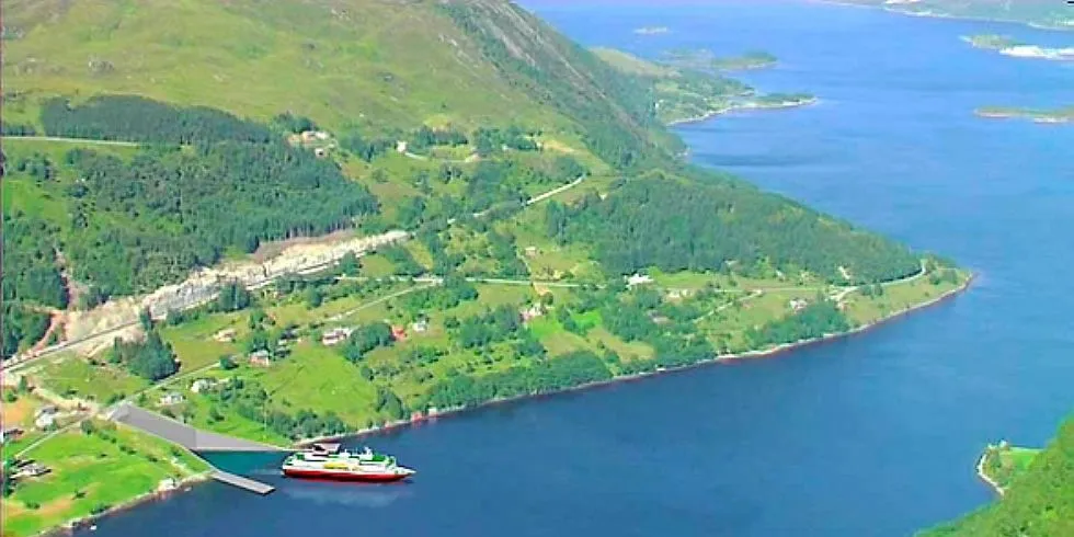 Illustrasjon av mulig Stad skipstunnel med utløp på østsida ved Kjødepollen.