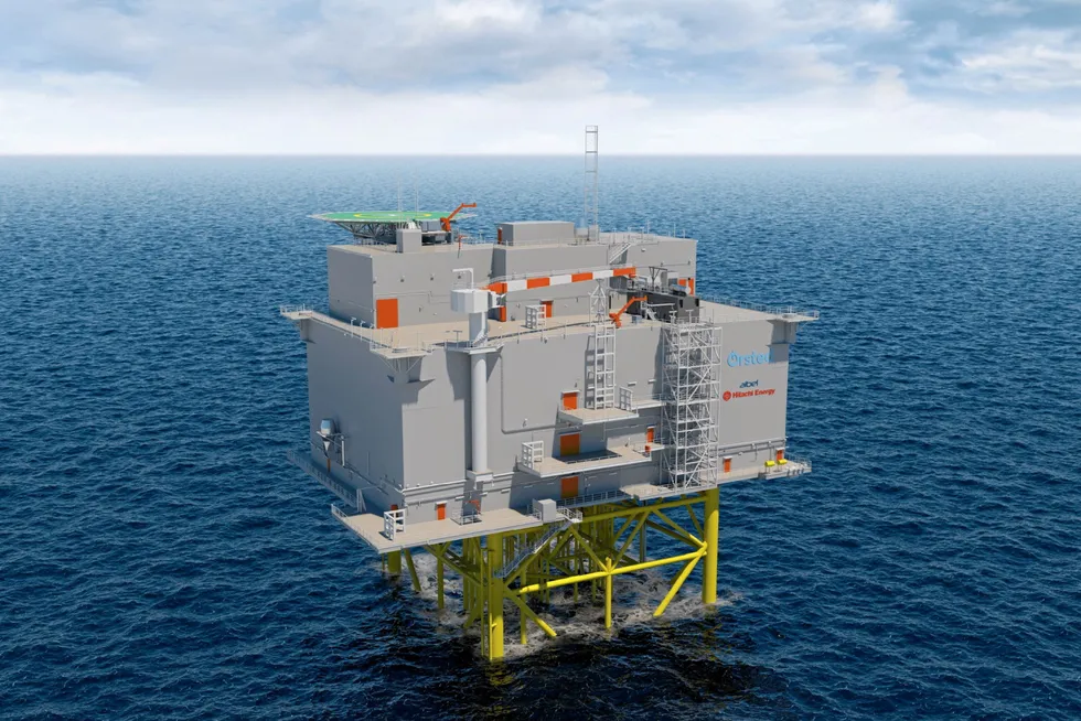 Power: an illustration of a converter platform for Orsted’s Hornsea 3 offshore wind farm in the UK North Sea