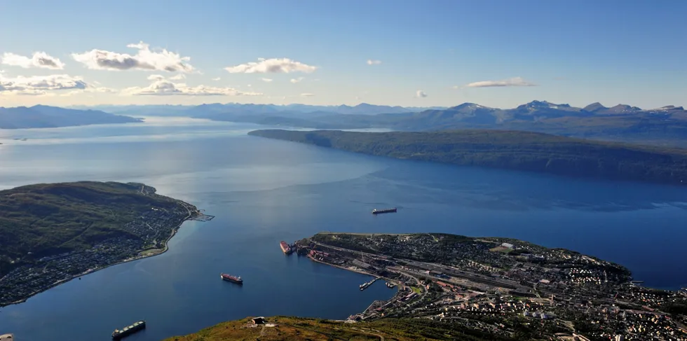 Her ser man en del av Narvik og Ofotfjorden.