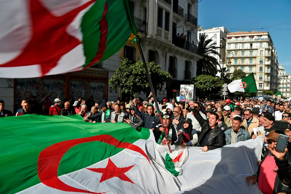Turbulence: Algerian demonstrators in response to President Abdelaziz Bouteflika announcing he intended to run for a fifth term