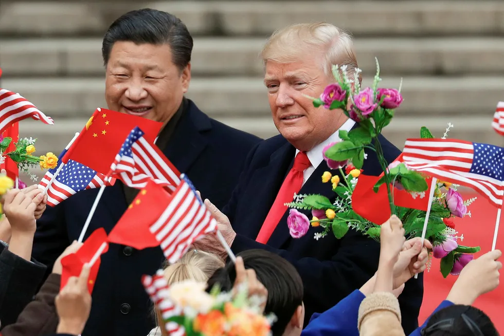 Kinas president Xi Jinping sammen med USAs president Donald Trump.