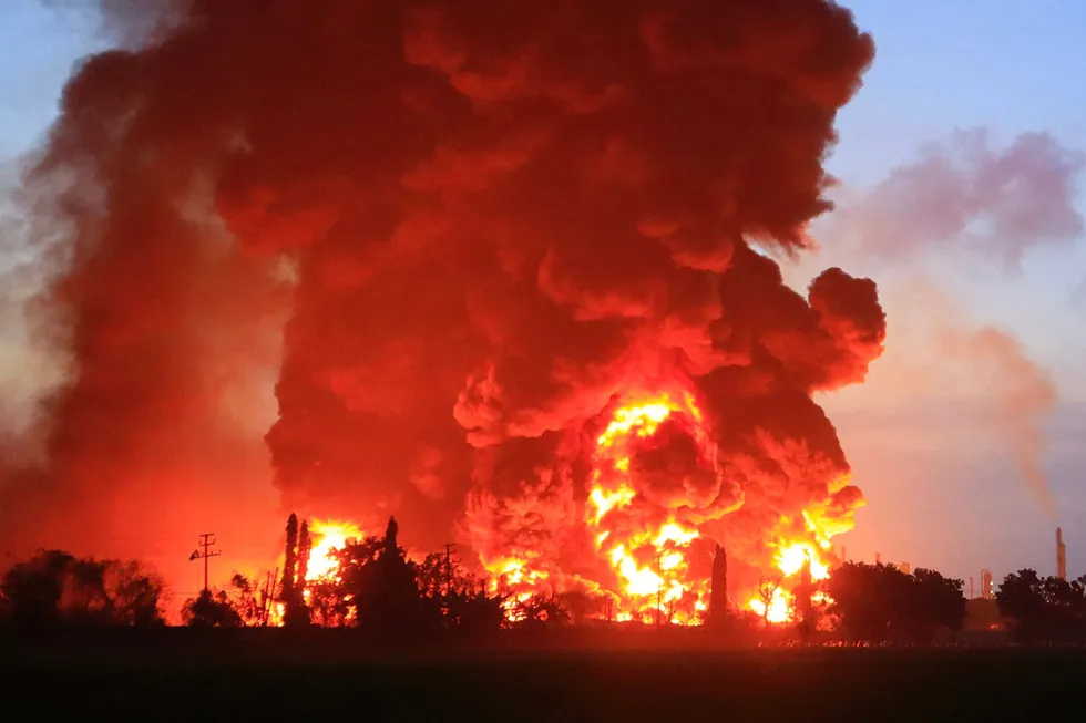 Blaze: a massive fire rages at the Balongan refinery, operated by state oil company Pertamina, in Indramayu, West Java, on 29 March 2021