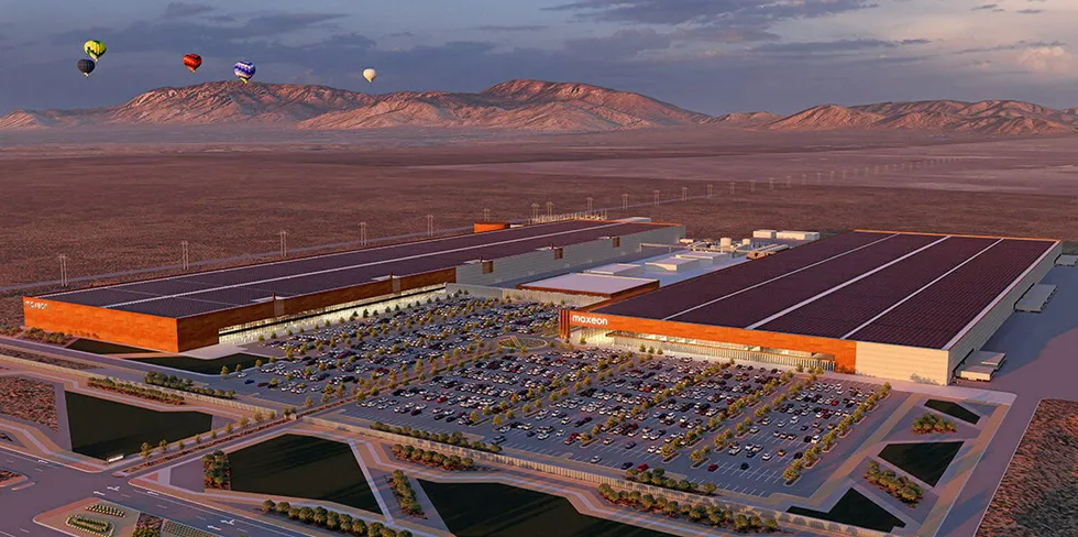 Maxeon's new manufacturing site in New Mexico. . Artists rendering of Maxeon manufacturing facility.