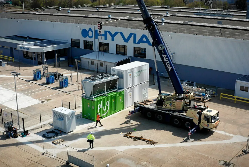 A 1MW Plug Power electrolyser installed at the Hyvia manufacturing site in Flins, France.