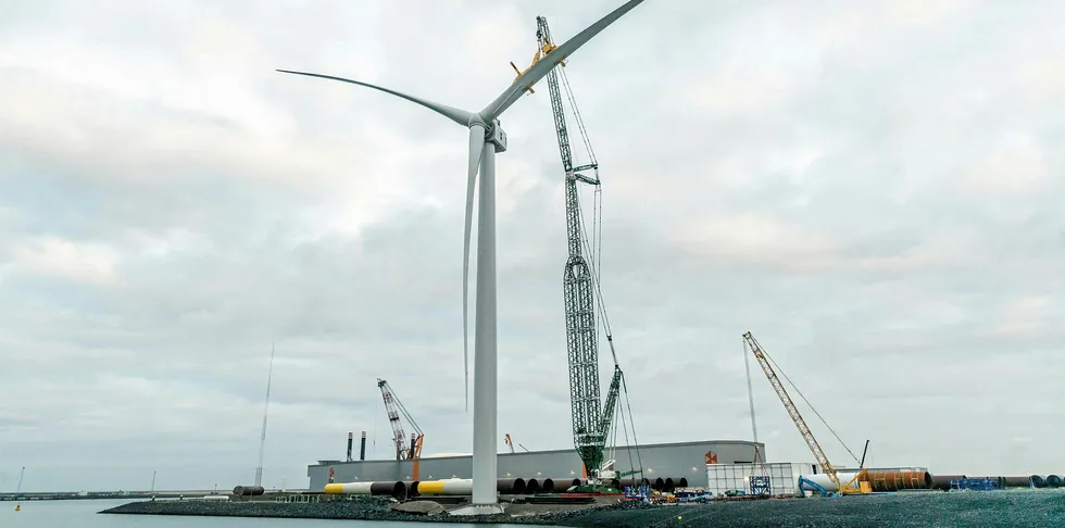 GE Renewable Energy's 12MW Haliade-X prototype in the Port of Rotterdam